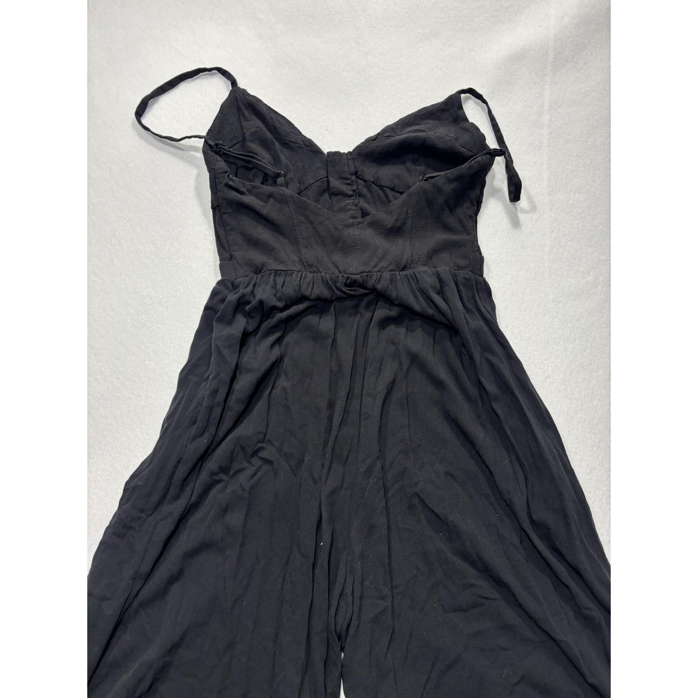 Intimately Free People Jumpsuit Womens XS Black V Neck Wide Leg Strappy Rayon - Picture 8 of 11